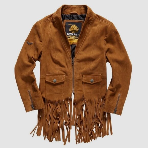 Superdry Jackets & Blazers - Superdry Women XL Suede Cropped Biker Neonomad Fringe Jacket Super Bolt $275 NEW